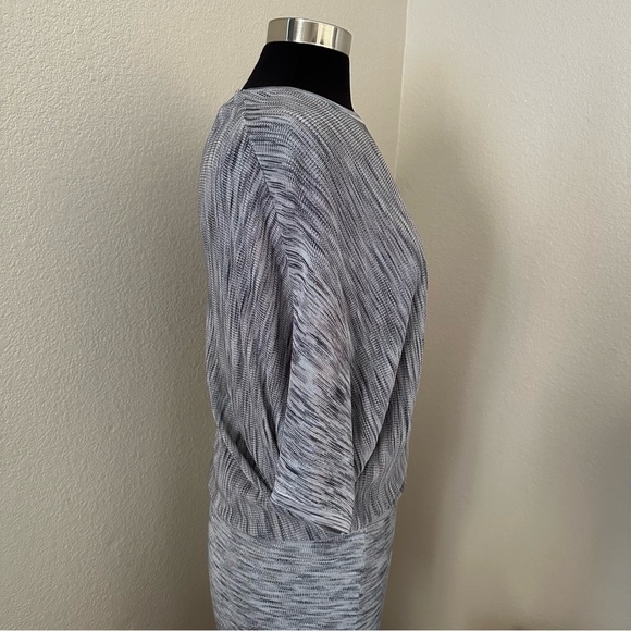 Reiss Sabra SPACEDYE Knitted Blouson GREY BLUE 3/4 batwing Sleeve Dress Size 6 - Picture 8 of 14